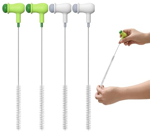 Strohhalm-Reiniger, 4 Stück Strohbürsten, Neuheit, 2-in-1-Design, kleine Flaschenbürste und Deckelreinigungsbürste, lange Pfeifenreiniger, Nylonbürsten für die Reinigung wiederverwendbarer Strohhalme