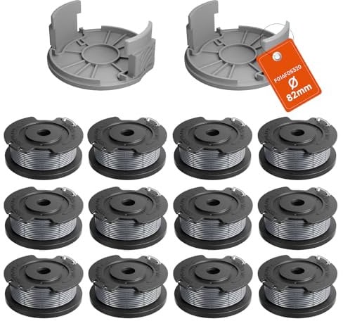 Lebenswuerze Ersatzfadenspule Für Bosch Rasentrimmer Akku EasyGrassCut 23/26/18/18-230/18-260/18-26, 12PCS Fadenspulen F016800569 2PCS Trimmerkappen F016F05320 (Nylon-Trimmerfaden Ø1.65mm Länge 4.9m)