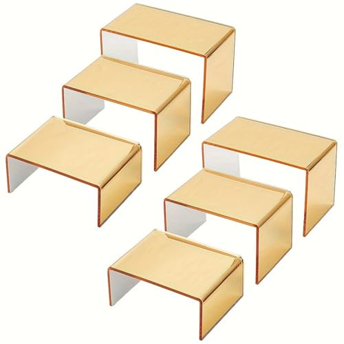 Generisch Acryl Regale, Goldener Stufenständer Zur Präsentation, Thekenhalter Mit Organizer In DREI Größen Für Zuhause Einzelhandel Dessert Cupcake