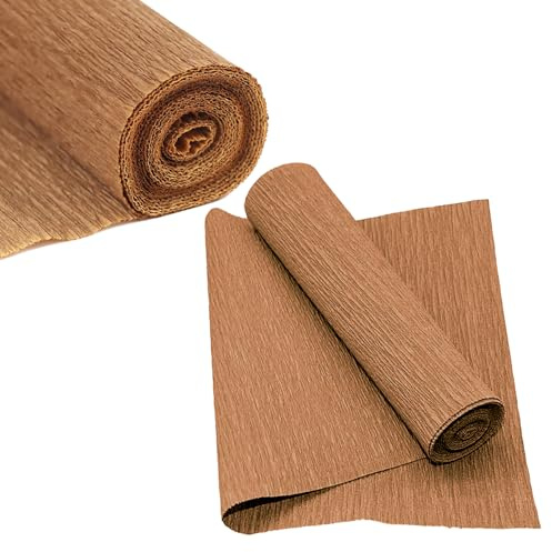 Krepppapierrolle, braun, 50 cm breit, 250 cm lang, Krepppapierbogen für Blumenherstellung, Hochzeitszeremonie, Geburtstag, Urlaub, Party, Dekoration, DIY Handwerk (2 Rollen)