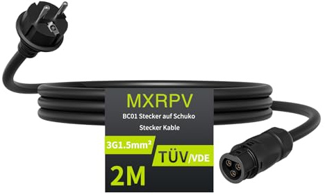 BC01 Kabel 2M, BC-01 Buchse auf Schuko Stecker AC Anschlusskabel, Anschlusskabel mit BC-01 Männlich Stecker und AC Schuko Stecker für die HMS Mikrowechselrichter Serie (BC01-2M)