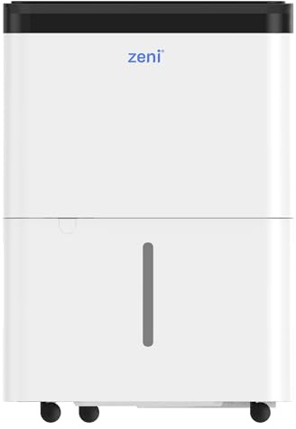 Zeni 12L Low Energy Dehumidifier with Laundry Mode | 37–42 dB Quiet Operation | Excess Moisture Absorber with Auto Humidity Sensor, 24Hr Timer & Auto Shut-Off | UV-C & Dust Filter | Reduces Damp