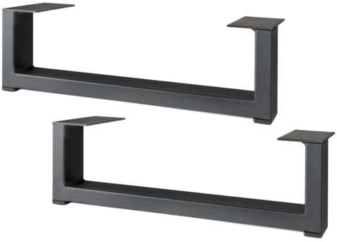 woplus Metalltischbein 35 cm – schwarz, pulverbeschichtet, modernes Möbelbein für Tische und Schränke [2 Stück]