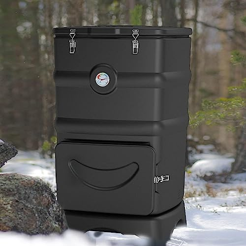 Heavy-Duty 110L Garden Compost Bin - Insulated Outdoor Composter with Mixing Tool & Shovel for Efficient nic Waste Recycling & Fast Liquid Collection