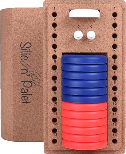 Jeu de Palet Breton en Silicone Silicon Palet – 12 Palets – Jeu d'Adresse Intérieur & Extérieur – Boîte en Liège avec Compteur de Points – Bleu & Rouge
