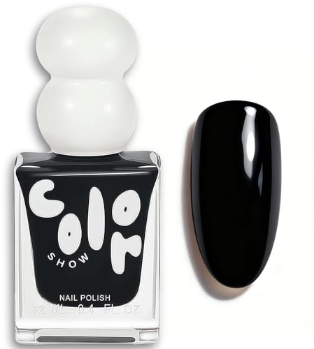 Black Nail Polish, Quick Dry & Long Lasting, High Gloss Water-Based, Chip Resistant, Pure Black Color, No Curing Gel, DIY Manicure, 1PCS