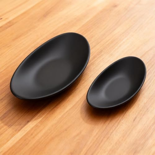 2Pack Black Key Bowl Trinket Dish Set, Home Decor Accessories 2-Size Trays | Matte, Decorative Trays for Hallway, Dresser, Jewelry, Potpourri