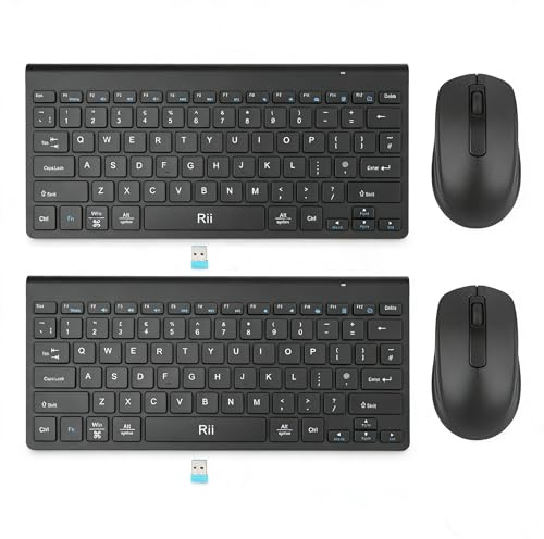Rii Wireless Keyboard and Mouse, Ultra Slim 2.4G Keyboard and Mouse Set with Effortless Connectivity, Comfortable Typing for PC/Laptop/Windows/Mac/Chrome/Linux