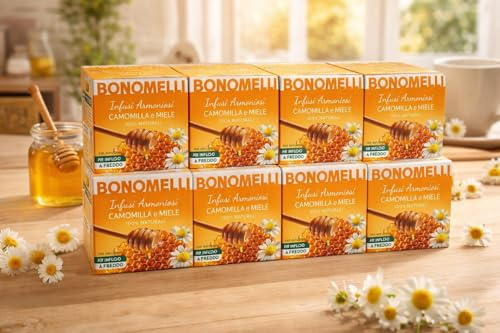 12 Confezioni di Infusi Armoniosi alla Camomilla – 12 Filtri per Scatola – Infusione a Caldo e a Freddo – Ingredienti 100% Naturali (Camomilla e Miele – 12 x 12 Filtri)