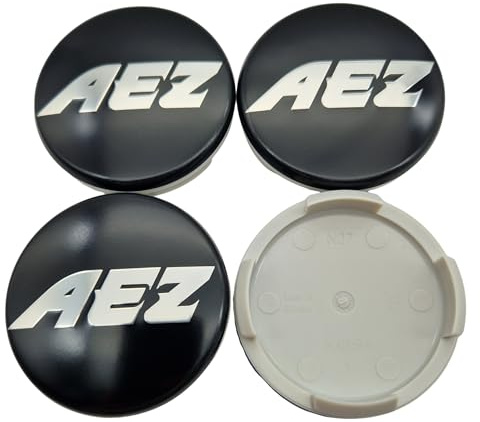 4X AEZ Nabendeckel 60 mm / 56 mm (AZC), N07, Schwarz Matt, Felgendeckel Nabenkappe Radnabenkappe, Original Felgenkappe