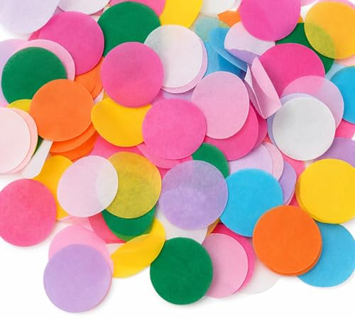 Konfetti Bunt 100g ca. 10000 Stück, 2.5cm Konfetti Groß Biologisch Abbaubar, Mehrfarbig Runde Streudeko Tischdeko für Geburtstag Hochzeit Party Dekoration, Papier Confetti für Luftballons Geschenkbox