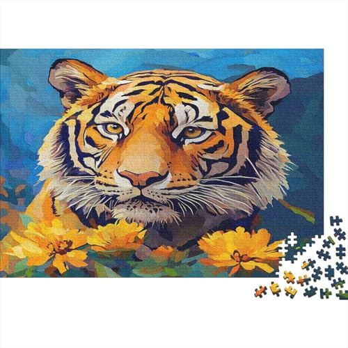 Tiger Jigsaw Puzzle for Adults 1000 Pieces Cardboard Floral Wall Art