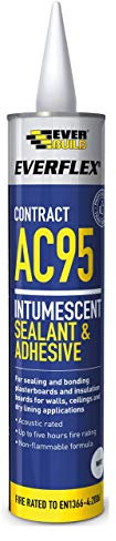 Everbuild Everflex AC95 Intumescent Sealant and Adhesive – Mould Resistant – Non-Flammable – Water-Based – Solvent-Free – White – 900ml