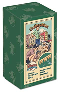 Cayro – Murmeln – ab 8 Jahren – Retro-Box und Stoffbeutel – Brettspiel – Kinder und Erwachsene – Glasmurmeln und Holztore – 2 bis 8 Spieler