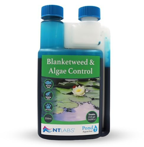 NT Labs Pond Aquaclear, Blanketweed & Algae Control, Blue Dye For Pond Water/Water Features, Stops The Growth of Green Algae and Blanket Weed, Filters Out UV Light (250ml)