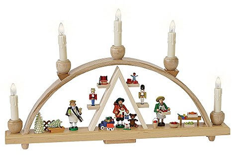 Glässer 01237 Schwibbogen Seiffener Weihnachtsmarkt, beleuchteter Weihnachtsbogen in Handarbeit, Höhe: 28 cm Breite: 48 cm
