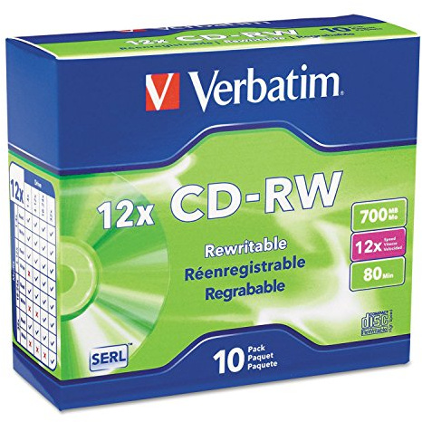 VTM95156 - VERBATIM 95156 700MB 80-Minute 4x-12x High-Speed Branded CD-RWs, 10 pk