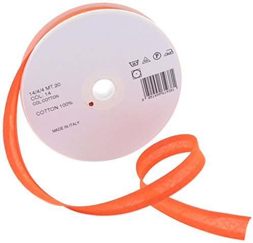 Inastri 14/ 4/ 4 mm Cotton Bias Binding, Orange (Orange) 14