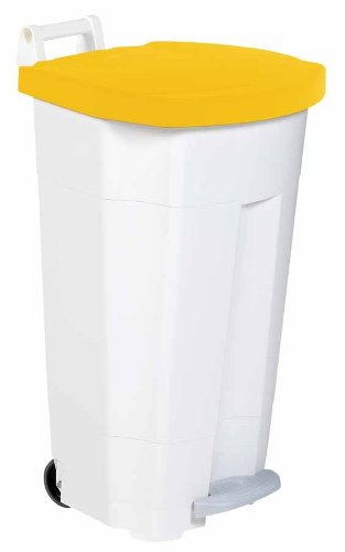 Rossignol Poubelle 90L mobile a pedale, Couleur:Jaune