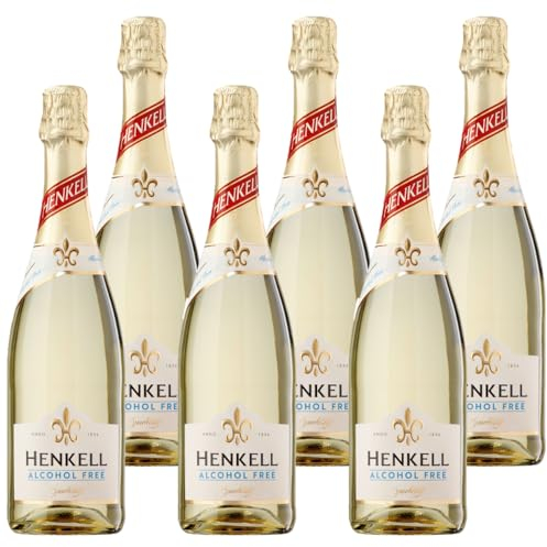 Henkell Alkoholfrei (6 x 0,75 l) - Alkoholfreie Alternative zu Champagner, Crémant, Cava und Sekt, Trocken, feinperlig, erfrischend-fruchtig und frisch im Geschmack, VEGAN
