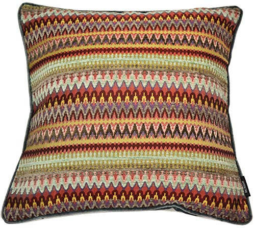McAlister Textiles Curitiba | Bunt gemusterter Kissenbezug für Sofakissen | 50 x 50 cm in Rot & Violett | farbenfrohe Deko Kissenhülle für Sofa, Bett, Couch, Kissen