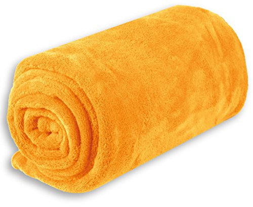 Bestlivings Babydecke Schmusedecke Kuscheldecke Krabbeldecke Wickeldecke Mikrofaser viele Farben und Größen (ca. 90x140 cm/maisgelb - Hellorange)