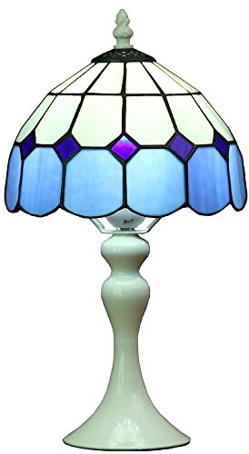 Bieye L30042 8 pouces lampe de table en verre teinté style méditerranéen Tiffany avec base en métal, 15 pouces de hauteur