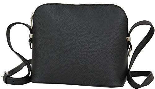 AMBRA Moda Italienische Ledertasche Damen Handtasche Umhängetasche Schultertasche Leder Tasche klein GL018 (Schwarz)