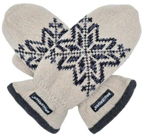 BRUCERIVER Herren Strickhandschuhe Schneeflocke | Warme Fleecefütterung