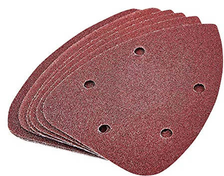 Amtech V4025 P80 Grit Hook and Loop Delta Sheets 10 Piece Set, 140mm x 140mm x 100mm Triangle Sanding Paper, 240 V, Clear, 140 x 140 x 100mm