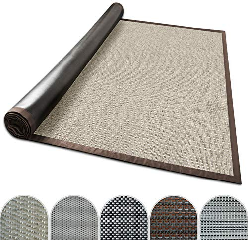 casa pura Outdoor-Teppich mit Bordüre | ideal für Terrasse, Balkon, Garten, Küche, Flur | aus Kunststoff wetterfest und rutschsicher | Viele Größen und Farben (Verona, 70x130 cm)
