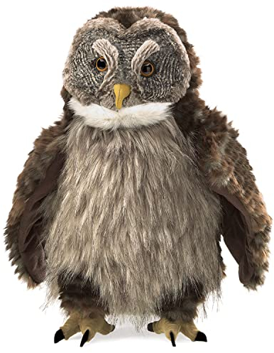 Folkmanis Handpuppe Puppet Eule mit „Huhu – Effekt“, Macht Geräusche, 3135