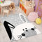 Kinderteppich Grau - 160x225 cm - Niedlicher Hase Weiß Gepunktet - Teppich Kinderzimmer Tiermotiv