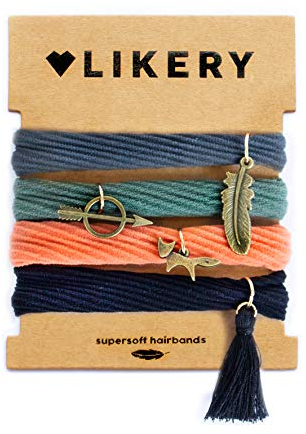 Supersofte Haargummis | Armbänder | Armband-Set mit süßen Anhängern | Grau, Grün, Orange, Schwarz