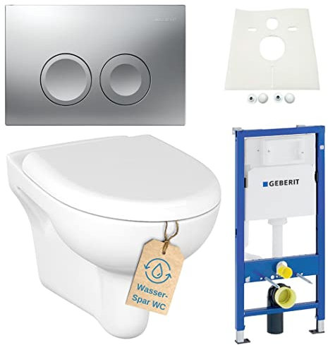 Geberit Duofix Vorwandelement mit Bernado WC spülrandlos mit Beschichtung, Komplett-Set Delta21 chrom