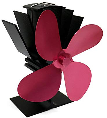 Cuisinière 4 Ventilateur Lame, chaleur Ventilateur Cheminée Propulsé poêle à bois Eco Fan bienvenus Calme Accueil efficace distribution de la chaleur,Rouge