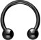 PIERCINGLINE Chirurgenstahl Hufeisenring 2 Kugeln Piercing Lippe Ohr Tragus Helix Schwarz 3 x 1,2 x 8 mm