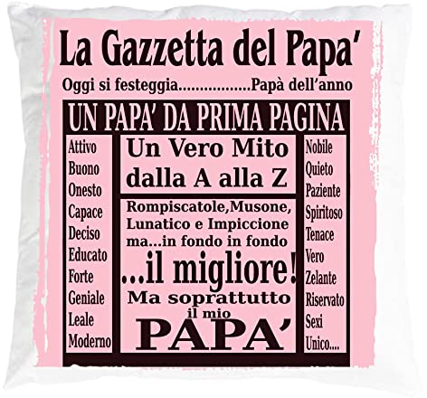 Mr. Gadgets Cuscino con Imbottitura La Gazzetta del papà - Dimensioni 40x40 cm Circa - Gadget per Festa del papà…