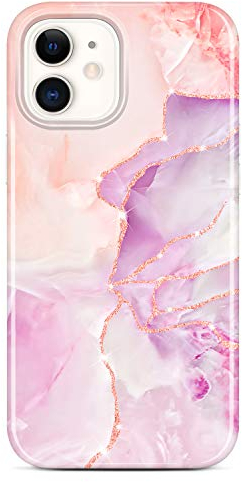 JIAXIUFEN iPhone 12 Mini Hülle Handyhülle TPU Silikon Schutzhülle Handytasche Handy Hülle für iPhone 12 Mini 5.4 - Marmor Purple