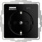 2USB 2U-449559 Prise de courant avec sortie de charge USB, protection de contact accrue, VDE IP20 Noir