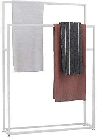 SJASD Freistehender Handtuchhalter,Metall-Handtuchhalter für Badezimmer mit 2 Handtuchhaltern,Rostbeständiger Handtuchhalter,Pool-Handtuchhalter Outdoor-Kleiderständer,Weiß