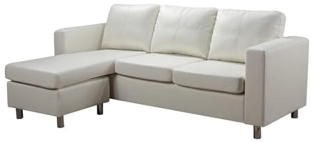 Vente-unique-Ecksofa - Kunstleder - Elfenbeinfarben - Ackley