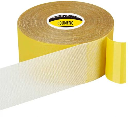 COUMENO Doppelseitiges Klebeband Extra Stark, 50mm × 20m, Teppich-Klebeband | Transparentes Doppelseitiges Gewebeband. Manuell abreiß- & rückstandslos. Wasserdichtes Montageband für Teppiche, Fotos,Wände