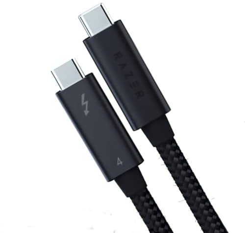 Razer Thunderbolt 4 Cable - Thunderbolt 4 Cable (Up to 40 Gigabits per second, up to 8K Resolutions, up to 100W Charging, Ultimate Compatibility) Black | 0.8M