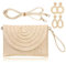 COOKOOKY Straw Clutch Handbag Summer Beach Straw Purse for Women woven Envelope Bag, Beige Bag and Rattan Earrings
