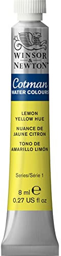 Winsor & Newton Cotman 8840102 - Pintura de acuarela de estudio, colores vivos con muy buenas propiedades de procesamiento, tubo de 8 ml, color amarillo limón