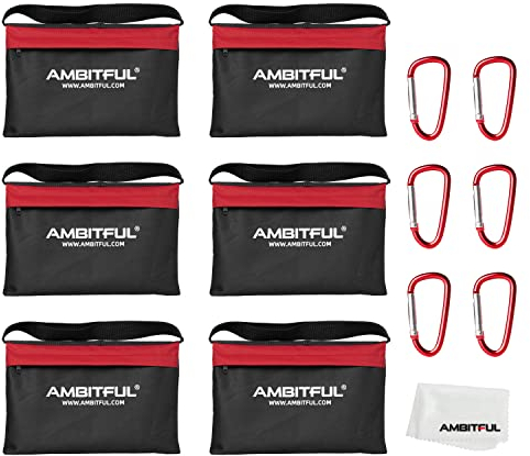 AMBITFUL 6 x Heavy Duty Sand Bag Photography Studio Video Stage Film Sandbag Saddlebag for Light Stands Boom Arms Tripods Pack of 6