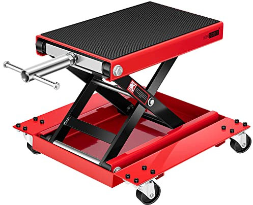 VIVOHOME Cric de Moto Élévateur Levage 500kg à Ciseaux en Acier pour ATV avec Chariot et Manivelle pour Réparation de Garage