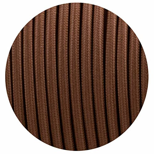 LEDSone Brown wire 16.4ft Vintage 2 Core Round 18 Gauge Cable Fabric Cloth Covered Electrical Wire, 5m 2 conductors Lamp cable Modern Cloth Covered Wire for Pendant Light Bulb Industrial DIY Project.