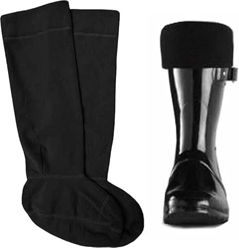 Sock Tec Womens Fleece Wellie Socks Adult Ladies Welly Wellington Boot Thermal Liners Warm Outdoor Sock One Size 4-7 (Black)
